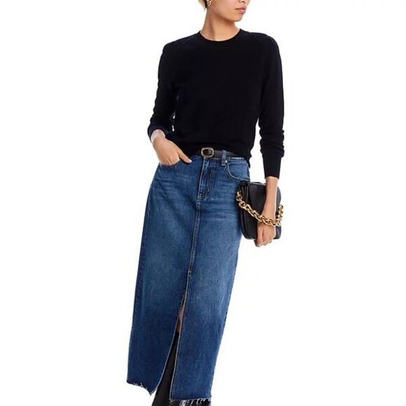 Aqua Cashmere Black Puff Sleeve Crewneck Sweater Size S NWT - Picture 2 of 6